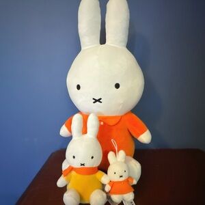 NEW Miffy Plush Bunny In Orange Dress Set Big 20”/7”/3” Keychain Round 1